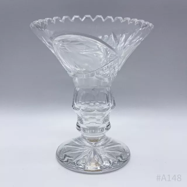 Vintage Kristallglas Vase mit Zackenrand Bleikristall, geschliffen Handarbeit