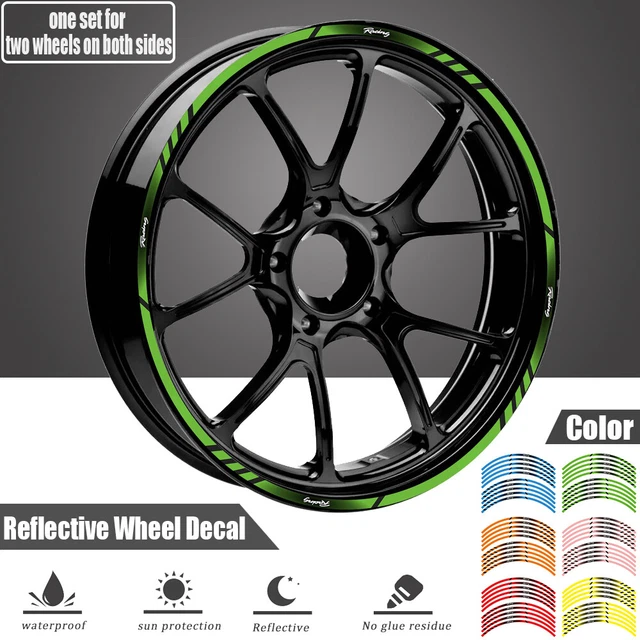 Reflective Motorcycle Wheel Sticker Rim Decals For Kawasaki All 17" wheel