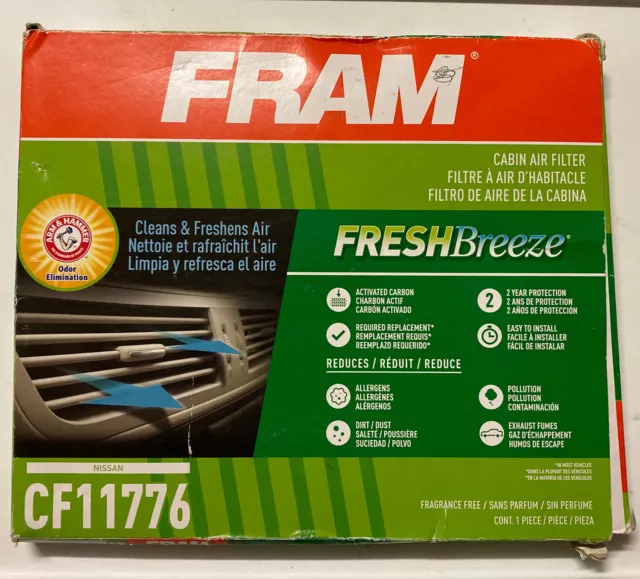 FRAM CF11776 Fresh Breeze Cabin Air Filter for Nissan Vehicles Odor Eliminator