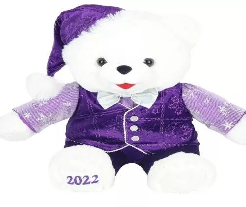 2022 WalMART CHRISTMAS Snowflake TEDDY BEAR White Boy 20"Purple outfit Brand New