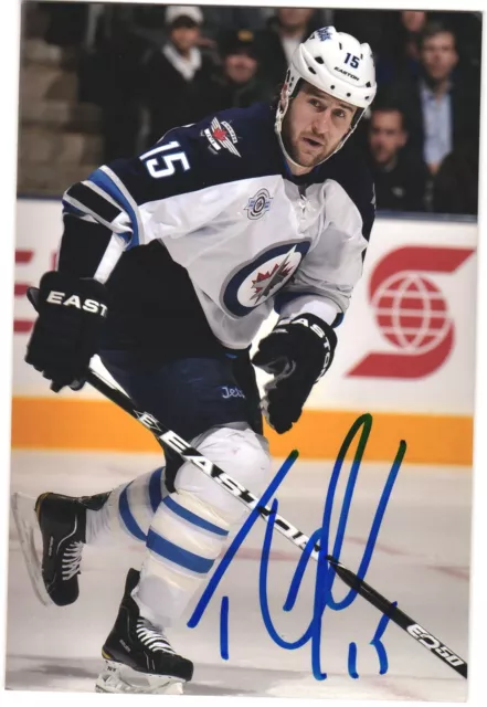 Tanner Glass Autographed 4x6 Color Photo Winnipeg Jets #15 White A