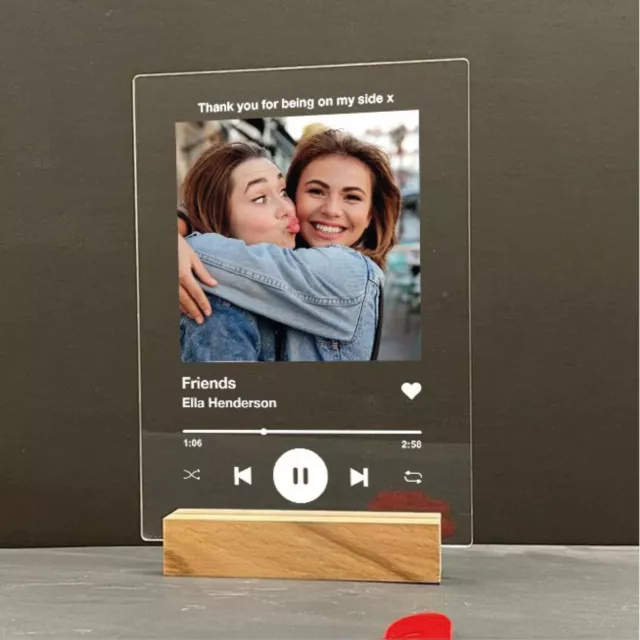 Personalised Song Plaque With Stand, Any Photo / Song, Any Playlist, Photo and M