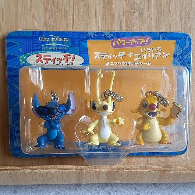 Disney Japan Stitch Sparky Reuben Aliens Charm w/hook 3 Figure Set Walt Disney