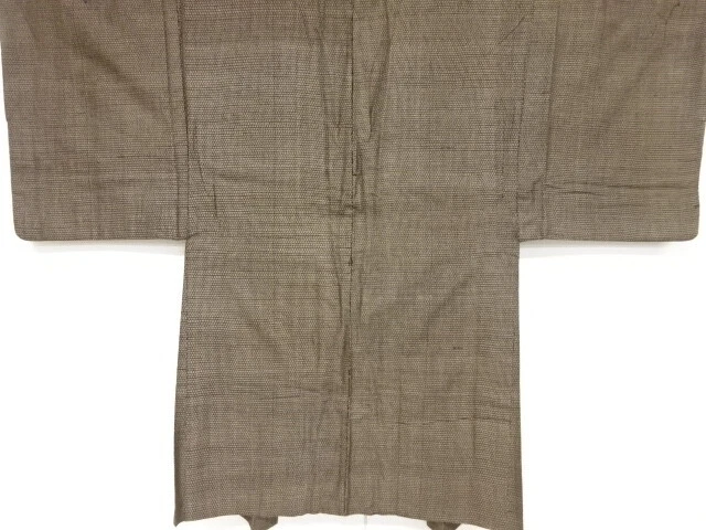 6518648: Japanese Kimono / Antique Mens Haori / Dorozome / Tsumugi / Woven Geome