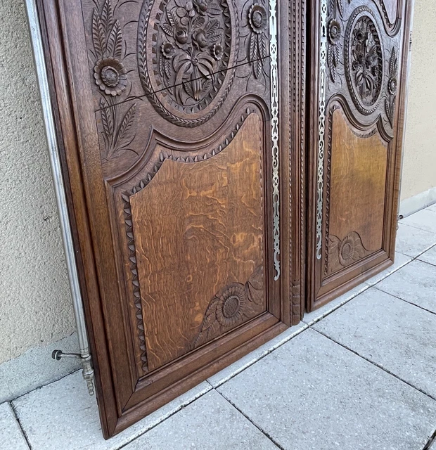 Antique French Carved Armoire Doors Architectural Salvage Design Reclaimed 12