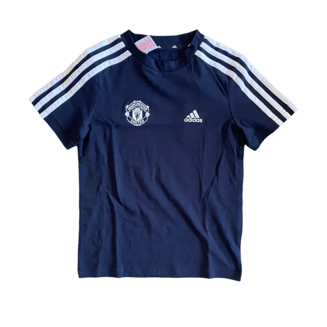 T-shirt bambino Manchester United (taglia 11-12y) adidas 3 righe - nuova