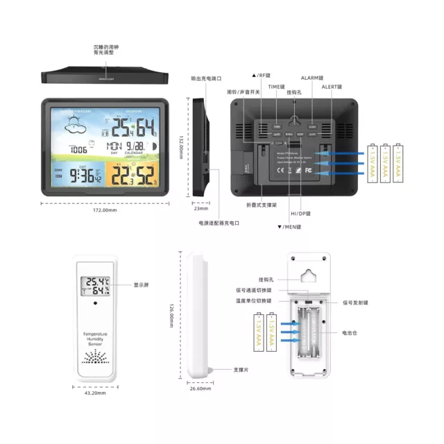 Wetteruhr Hygrometer Mit Wireless Sensor Wetterstation Wettervorhersage