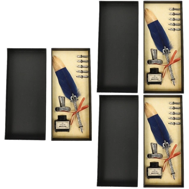 3 juegos bolígrafo pluma doméstica diseño vintage pluma lápiz de fuente portátil m