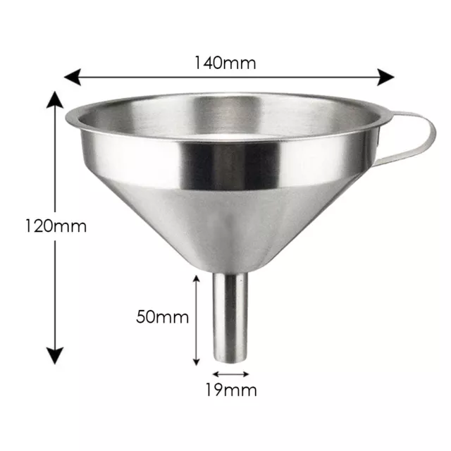 Best Stainless Steel FUNNEL WITH HANDLE Kitchen Filling Metal Hopper Small Large