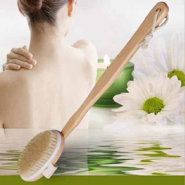 Skin Natural Bristle Shower Scrubber Body Massager Exfoliation Brush Cleaner