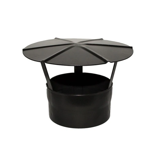 VITREOUS ENAMELLED RAIN Cap Matt Black Stove Pipe Flue For Wood Burning ...