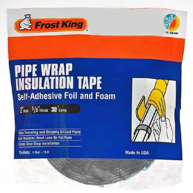 Frost King FV30 Foam and Foil Pipe Insulation, 2"x l/8"x 30ft, Silver