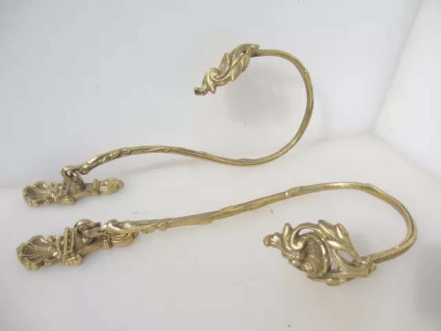 Brass Curtain Tie Backs Hooks French Old Antique Rococo STYLE