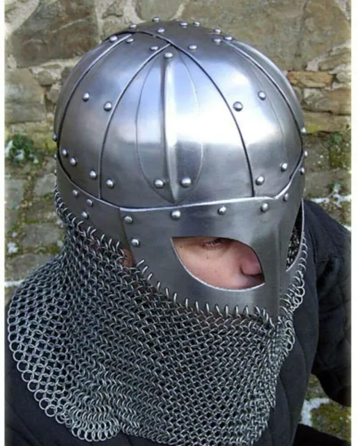 Historical Medieval Viking Helmet Battle Armor+18G Steel with Chain mail X-MASS
