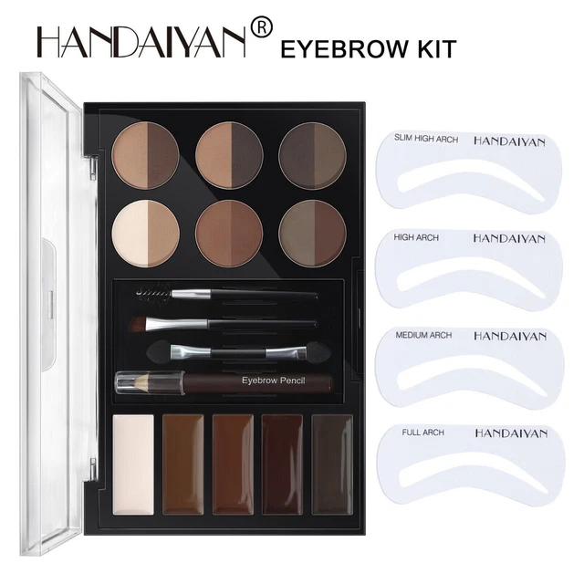 Eyebrow Kit Palette Gift Set Brow Powder Gel Wax Cream Tweezers Stencils dual