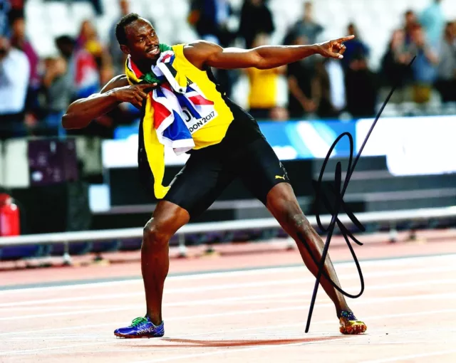 Usain Bolt Signed 10X8 PHOTO DISPLAY Olympic Legend JAMAICA AFTAL COA (P)