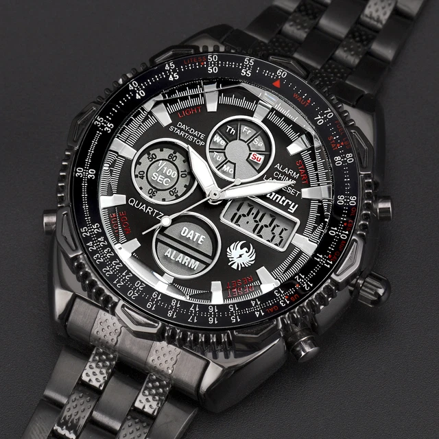 INFANTRY MENS BLACK Stainless Steel Luxury Army Sport Digital