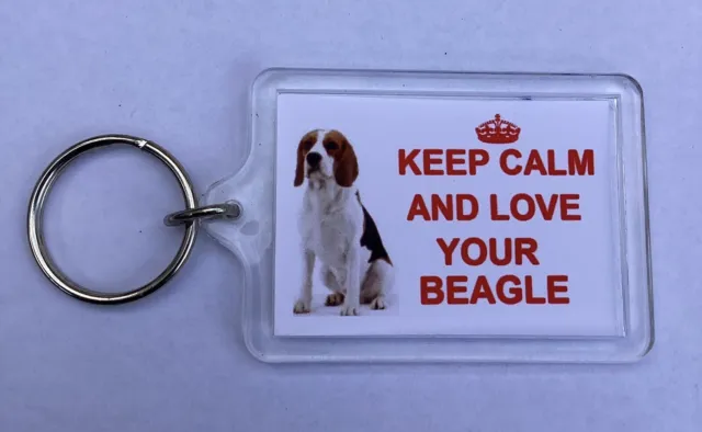 Beagle Dog Keyring Keep Calm And Love Your Beagle Keyring -Gift Present Idea