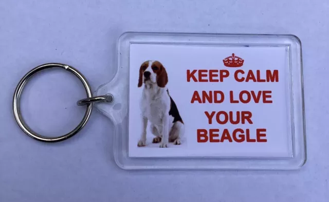 Beagle Dog Keyring Keep Calm And Love Your Beagle Keyring -Gift Present Idea