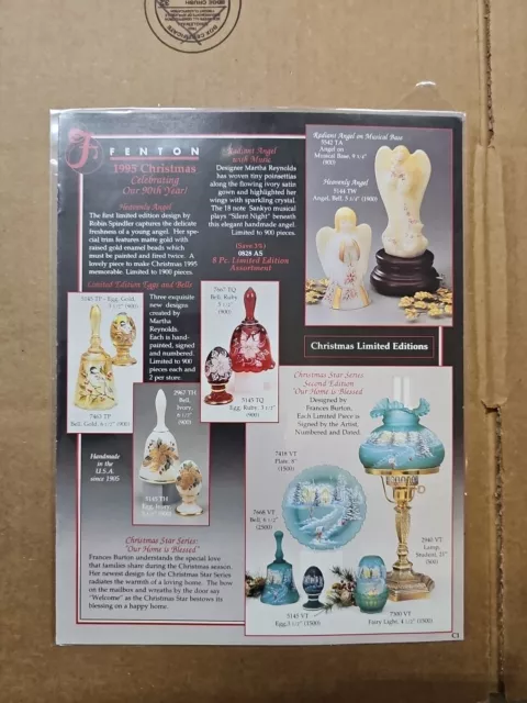 Vintage Fenton Art Glass Supplement 1995 Christmas Star Series Rose Bowls