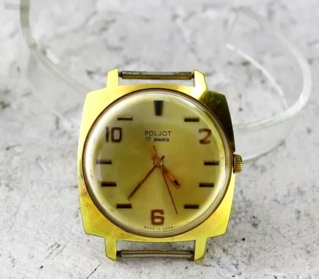 Poljot AU20 Gold plated USSR russian Wristwatch Soviet Mechanical 5850