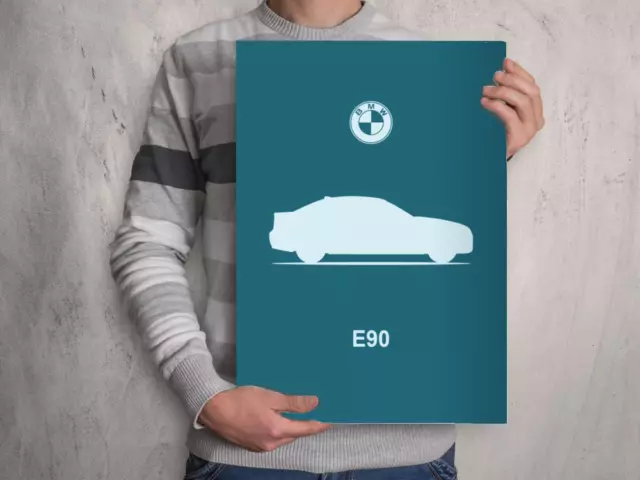 POSTER - BMW E90  3-Series - (A4 A3 A2 )  Car Silhouette