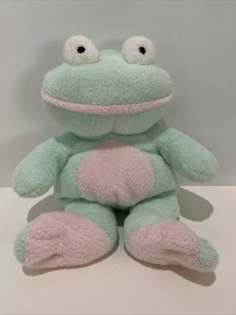 Ty Pluffies 2002 Grins Frog Mint Green Pink  Beanbag Baby Toy Lovey TyLux
