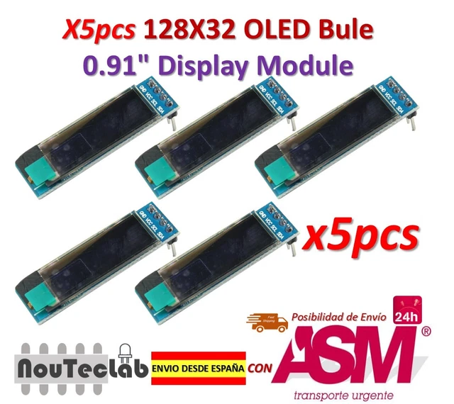 Display OLED 0.91 Pollici Blu - Modulo 128x32 Per Arduino, Con Interfaccia I2C