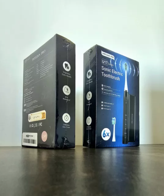 Phylian Pro U17 Series Sonic Spazzolino elettrico con 6 testine Nuovo di zecca, sigillato