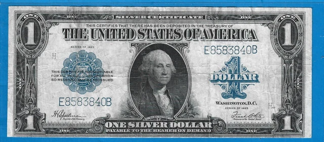1923 $1 Silver Certificate Horse Blanket,FR 237,Large Blue Seal,Circ F/VF,Nice!