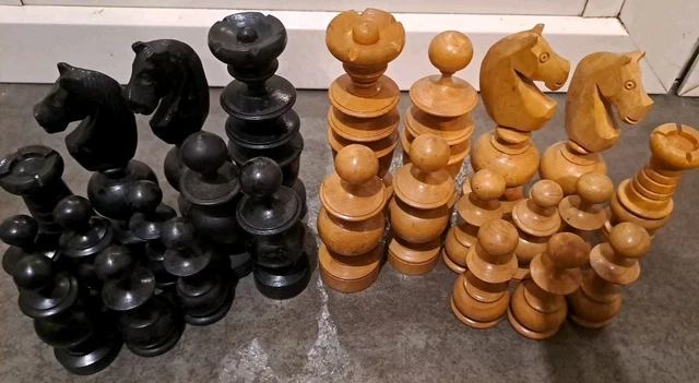 Jeu D'échecs Ancien Style Régence – Roi 6,3 Cm, Pions 2,5 Cm, Super état Pour Sa Collection
