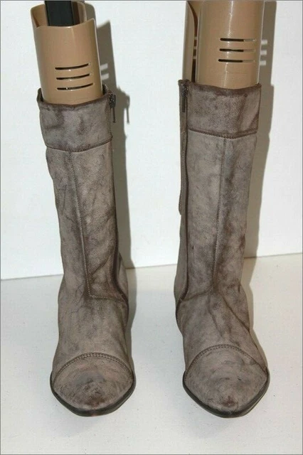 IKKS  Mi Bottes Cuir Vieilli Blanchi Marron Taupe Doublées Cuir T 38 TTBE
