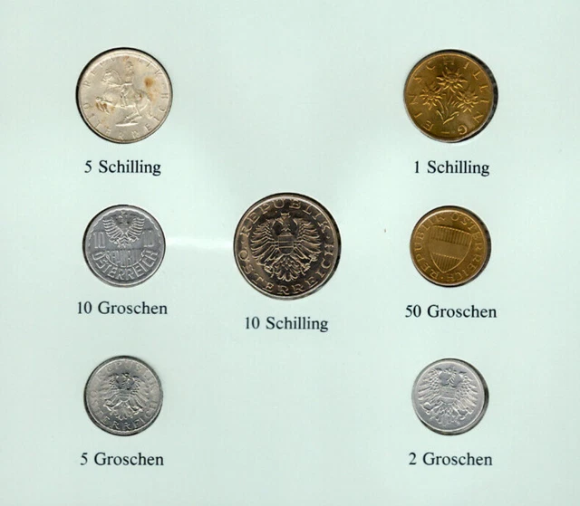 Coin Sets of All Nations Austria 1967-1994 UNC 5 Schilling 1967 Silver 1.9.89 3