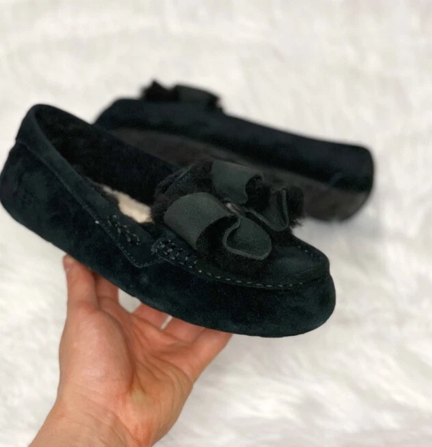 Ugg Ansley Heritage Bow Women Slipper Suede Black Us 7