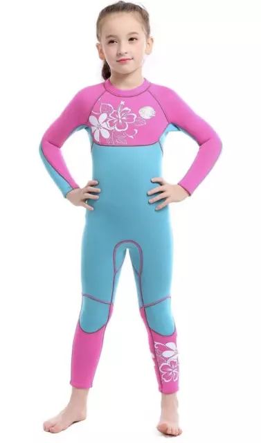 Girls 3mm Neoprene Full Wetsuit Back Zip Snorkeling Swimming *MEDIUM 4 to 5*, T4