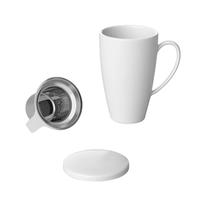 Taza de café 350 ml tapa de porcelana vertidor de té taza de té taza de café taza