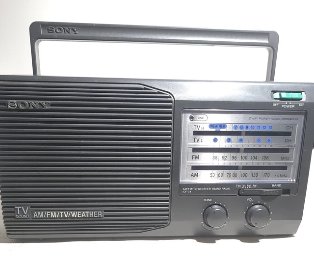 Vintage Sony ICF-34 Portable Radio 4 Band AM/FM/Weather/TV Sound-Tested Working
