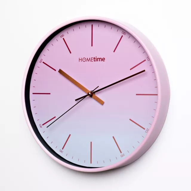 Round Wall Quartz Clock Ombre Blush Pink Home Décor by Hometime 30 cm