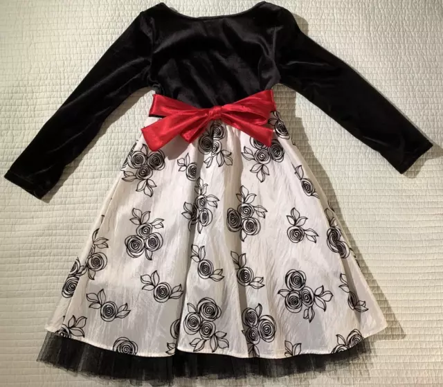 Dollie & Me Girls Sz 5 Formal Dress Velour Chiffon Midi Length Embroidered Skirt 2