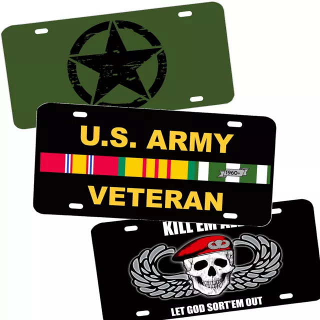 Subdued Patriotic US American Army Novelty Designs Aluminum License Plates