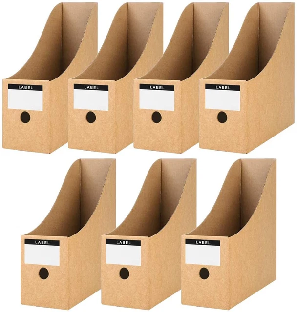 HAKACC 7 PCS Kraft Magazine File Holder, Desk Storage Organizer Magazine Storage