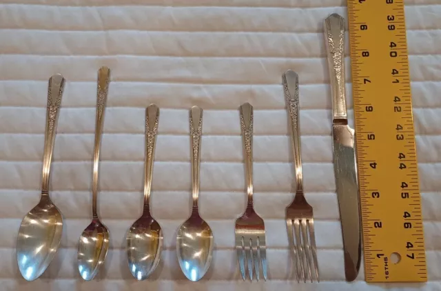 Oneida Jasmine Silverplate Flatware Set of 7 Simeon L & George H Rogers Co X/TRA