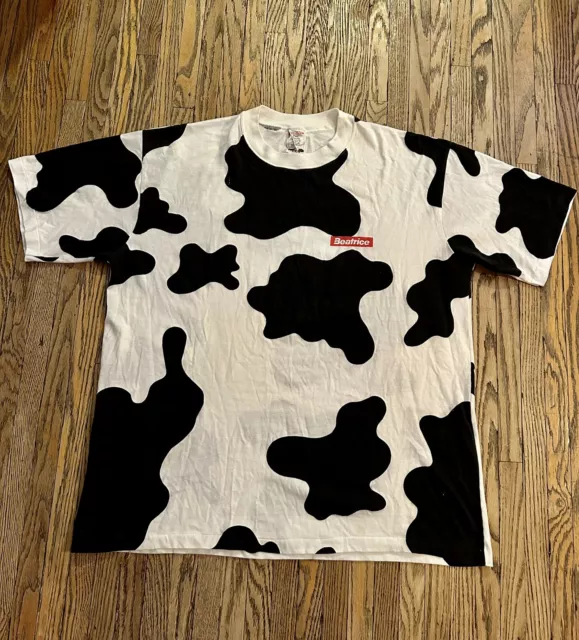 vtg cow print beatrice milk single stitch t shirt 90s made in Canada Holstein