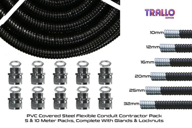 Quality PVC Covered Steel Flexible Conduit Con Pack - IP54 - UV Resistant  - UL