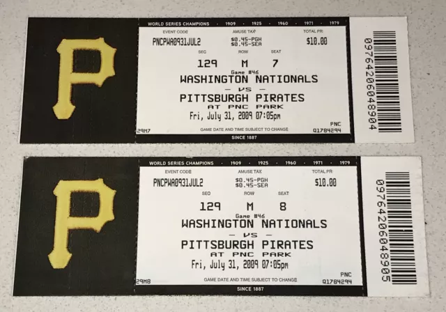 7/31/09 Nationals Pittsburgh Pirates UNUSED MLB Tix Ticket Stub Zimmerman HR #78