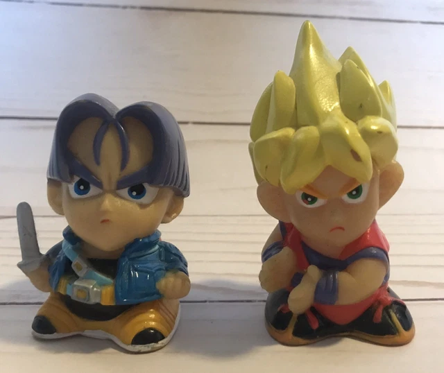 RARE VINTAGE DRAGONBALL Z Goku+Trunks PVC Chibi Big Head Pencil