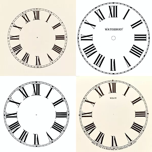 New Replacement Roman Clock Dials Faces Strong Card Paper - Sizes 50mm - 295mm