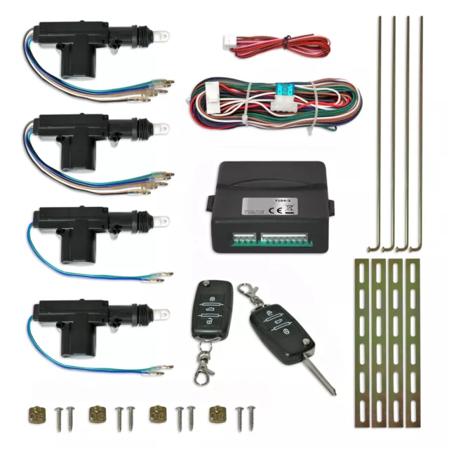 Universal Zentralverriegelung SET NACHRÜSTUNG 2x Funkfernbedienung + 4x Pumpen