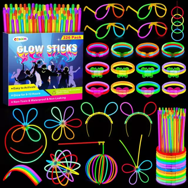 326 Stück Knicklichter Party Set, 150 Neon Leuchtstäbe Mit 176 Verbinder, Neon P