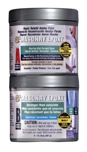 PC Products PC-Masonry Epoxy Adhesive Paste, -Part Repair, 8 oz in Cans, Gray...